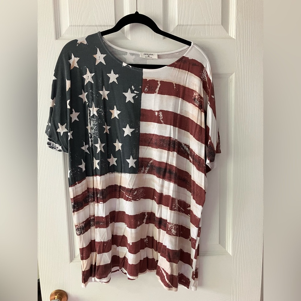 Zenana Outfitters Patriotic Tee in Red, White, and Blue